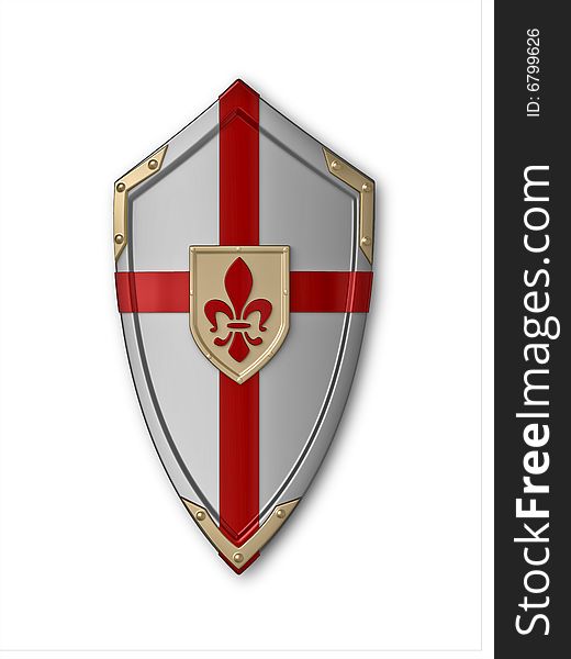 The image of the shield laying on a background, 3D rendering