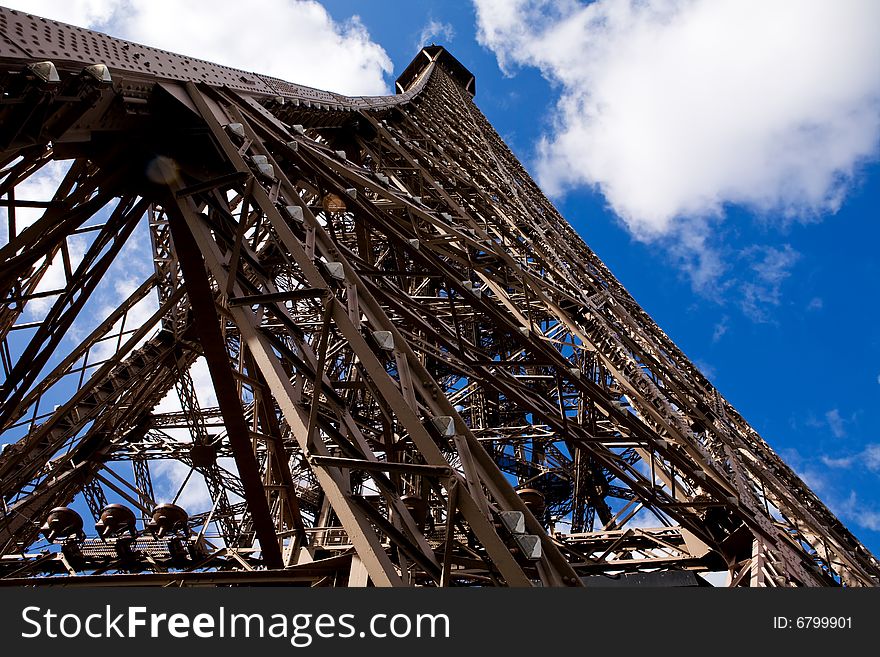 Beautiful view of The Eiffel Tower in Paris on a sunny day