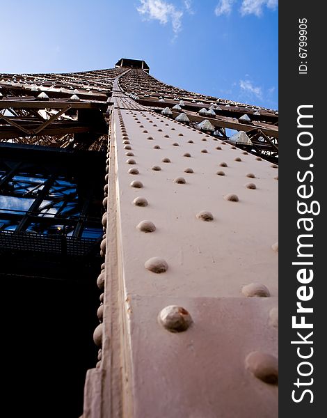 View of The Eiffel Tower in Paris on a sunny day. View of The Eiffel Tower in Paris on a sunny day