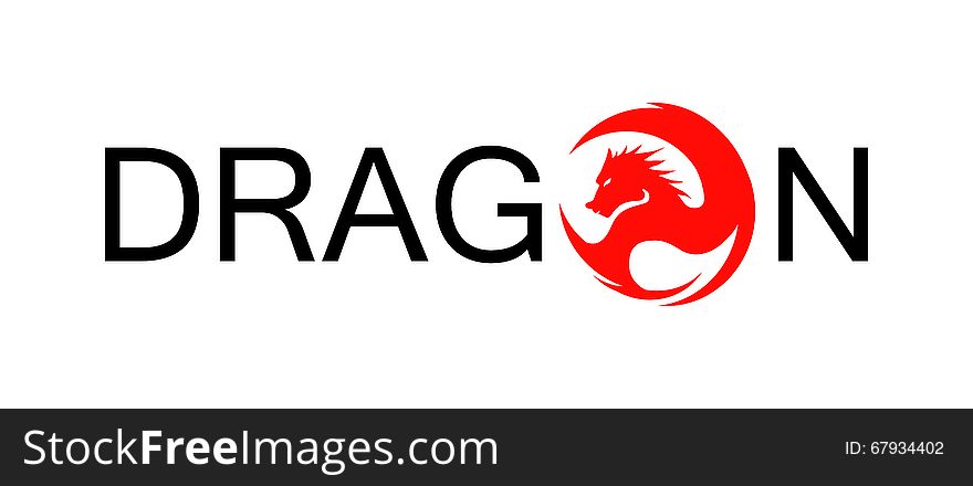 Vector illustration red dragon logo on a white background