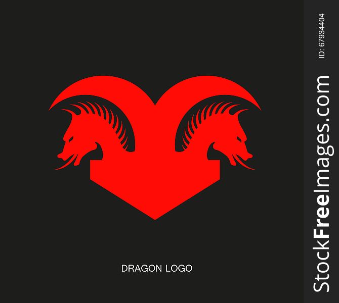 Vector illustration red dragon logo on a black background