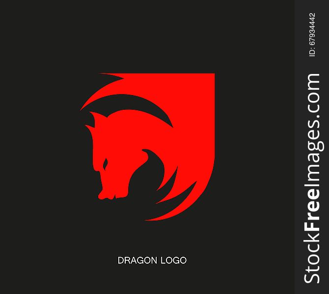 Vector illustration red dragon logo on a black background