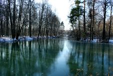 The First Ice On A Pond. Royalty Free Stock Photo The First Ice On A Pond. Royalty Free Stock Photo