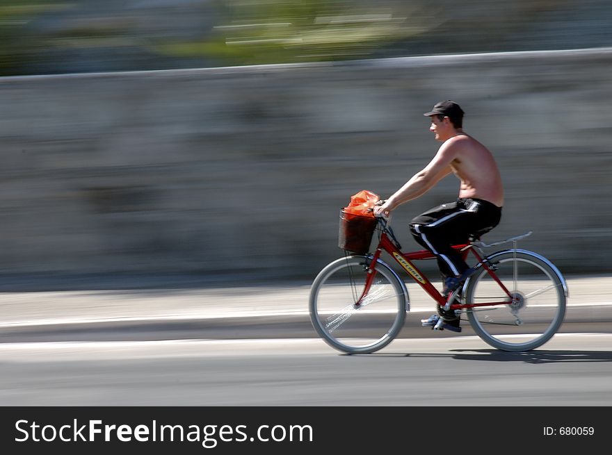 Man, who is going to work by bike in turkey. Man, who is going to work by bike in turkey