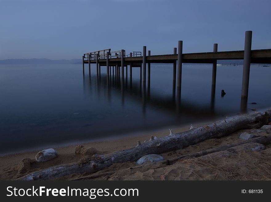 South Lake Tahoe pier just after sunset.