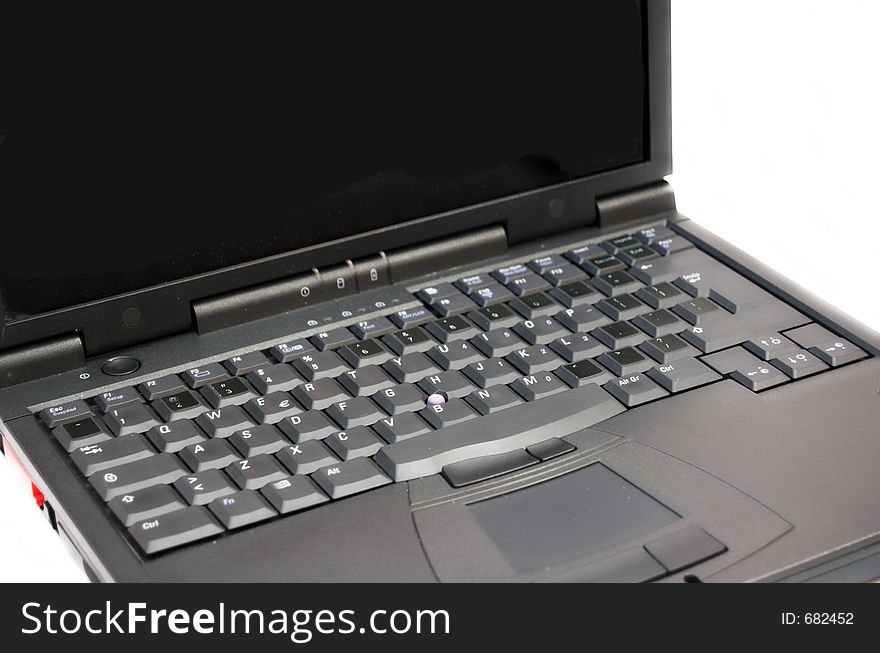 Laptop closeup isolated on white