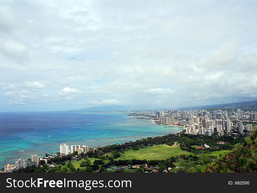 A view of Waikiki from the top of Diamond Head