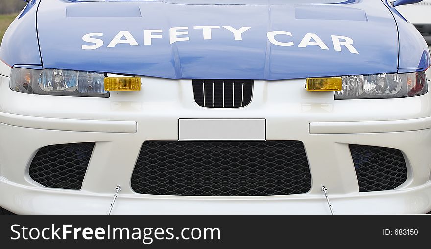 A front of safety car. A front of safety car