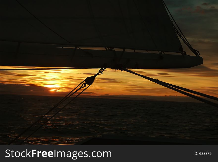 Beautiful and colorful sunset during some sailing. Beautiful and colorful sunset during some sailing.