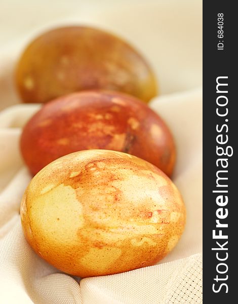 Naturally dyed easter eggs - the eggs are colored with various leaves and flowers such as roses