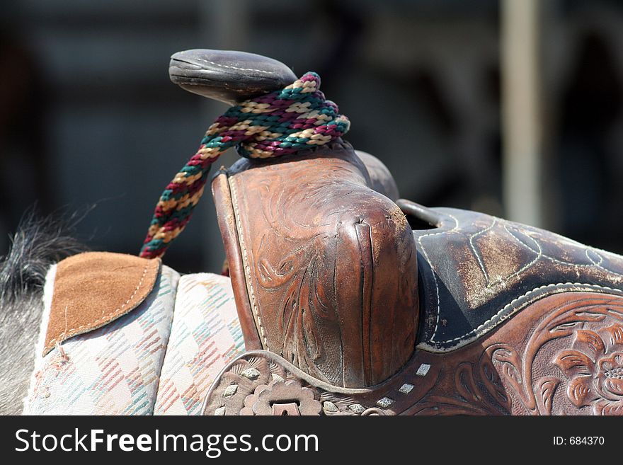 Close up of a saddle