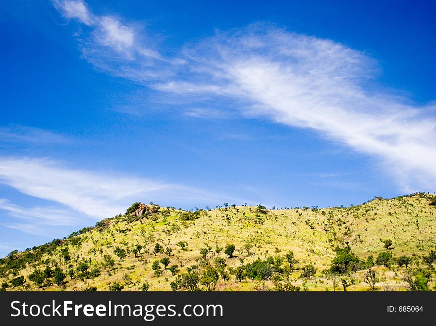 Landscape with green hills and blue skies. Landscape with green hills and blue skies