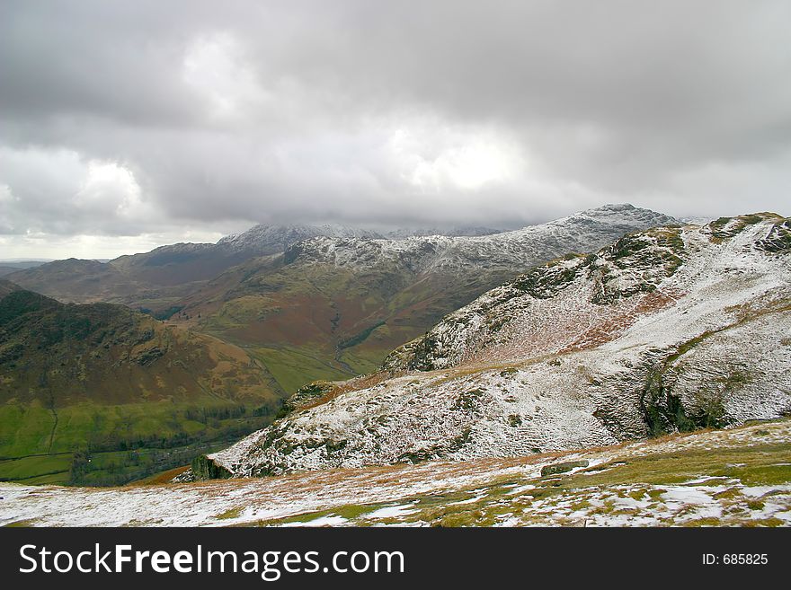 Langdale - picturesque valley in Cumbrian Mountains, North west England. Langdale - picturesque valley in Cumbrian Mountains, North west England