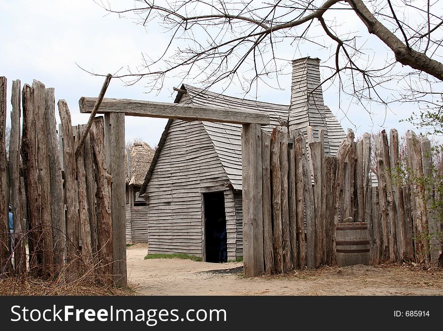 Early American settler's homw in New England. Early American settler's homw in New England