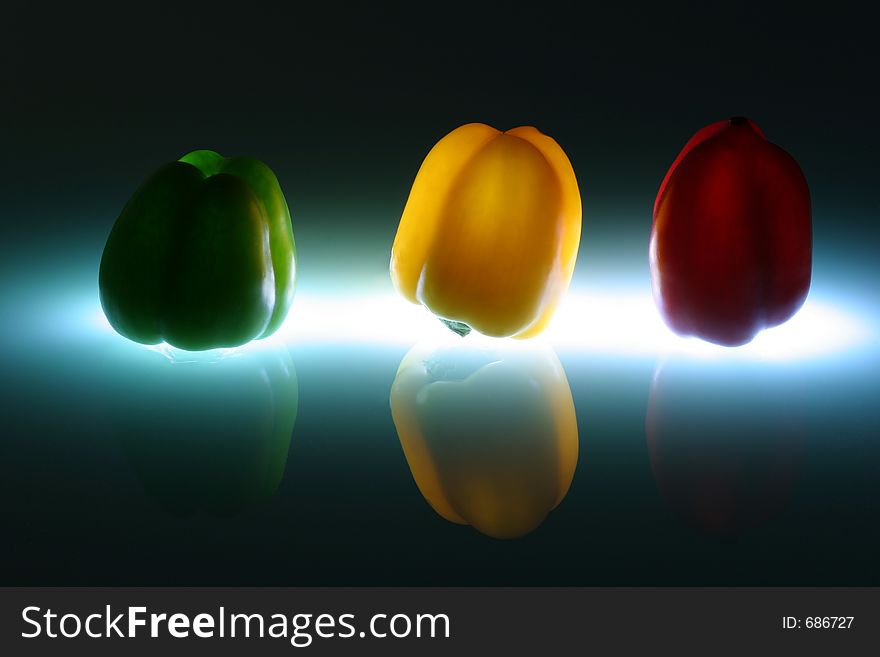 Bell peppers floating on the light!. Bell peppers floating on the light!