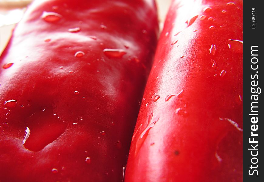 Close up of a very red hot pepper. Close up of a very red hot pepper
