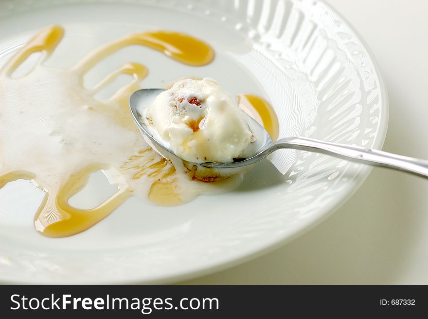 Close up of ice cream on spoon. Close up of ice cream on spoon