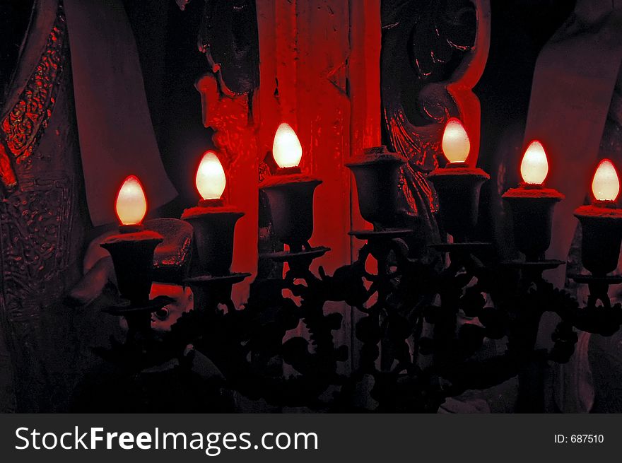 Red lights in a temple in Hong Kong. Red lights in a temple in Hong Kong.