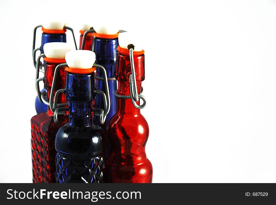 Old colored bottles