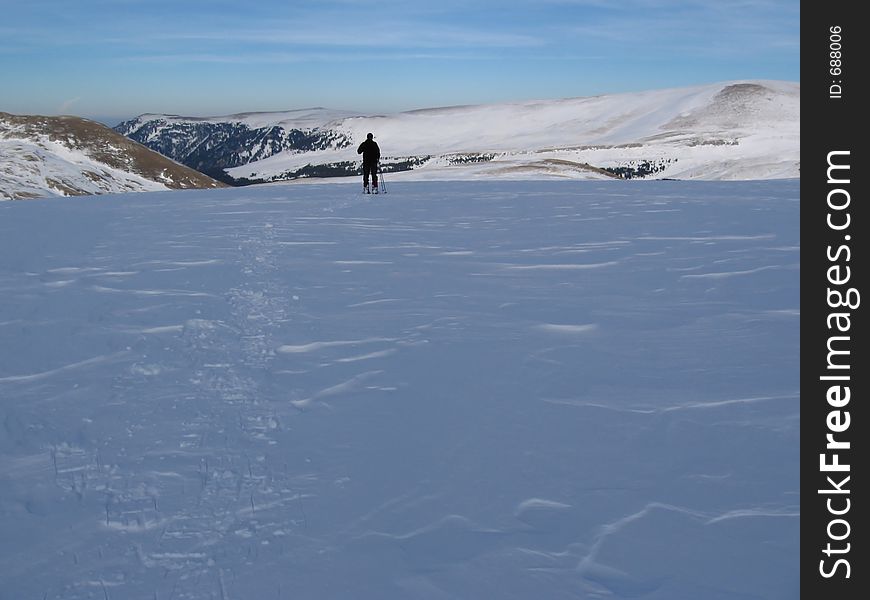 Goes ap leader in winter mountains. Goes ap leader in winter mountains