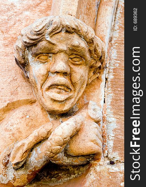 A stone grotesque adorns the entrance to the Adelaide gaol. A stone grotesque adorns the entrance to the Adelaide gaol.