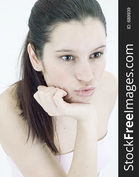 Portrait of a beautiful, young woman, with a perfect skin and sensual lips. Portrait of a beautiful, young woman, with a perfect skin and sensual lips