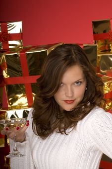 Free Provocative Beautiful Woman With Champagne Coupe Stock Image - 6807321