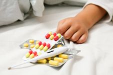 Handful Of Pills Closeup Royalty Free Stock Photography