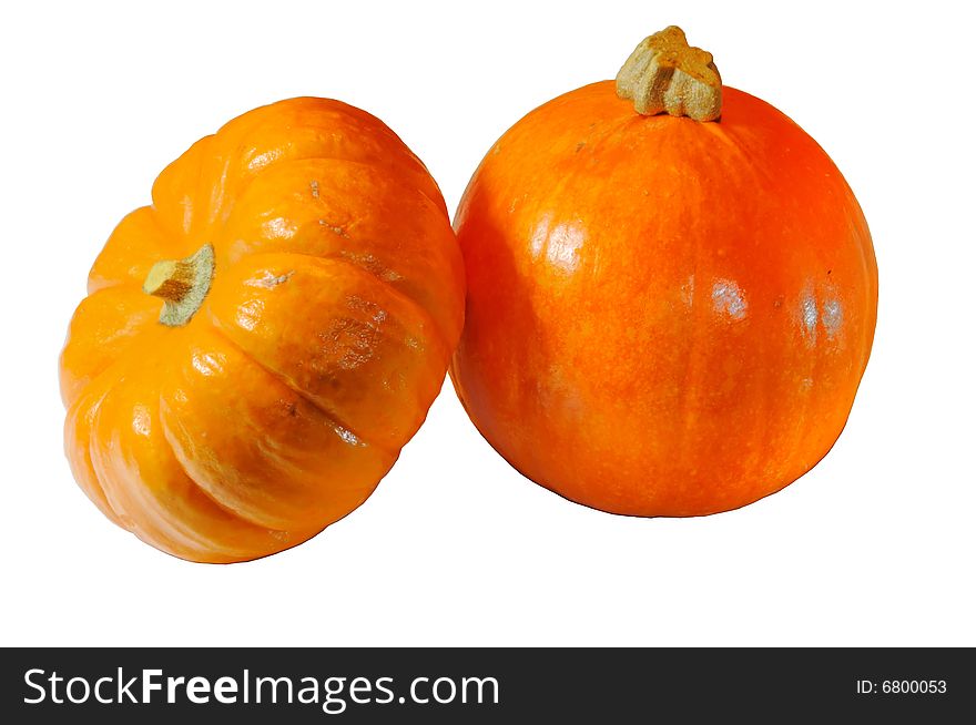 A pair of pumpkins on the eve of halloween