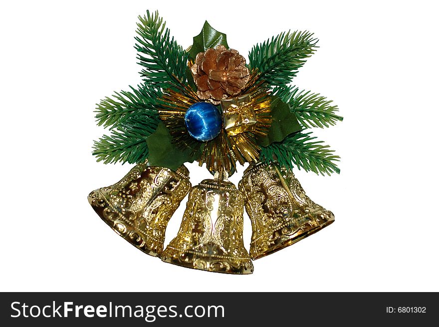 Three gold handballs is decoration of christmas