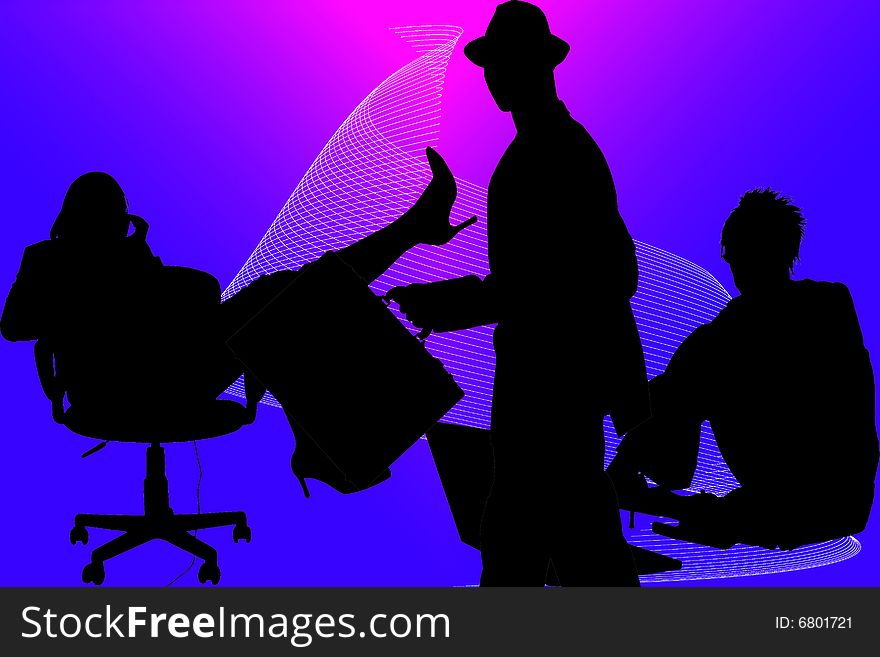 Business people over abstract background. Silhouettes. Business people over abstract background. Silhouettes.