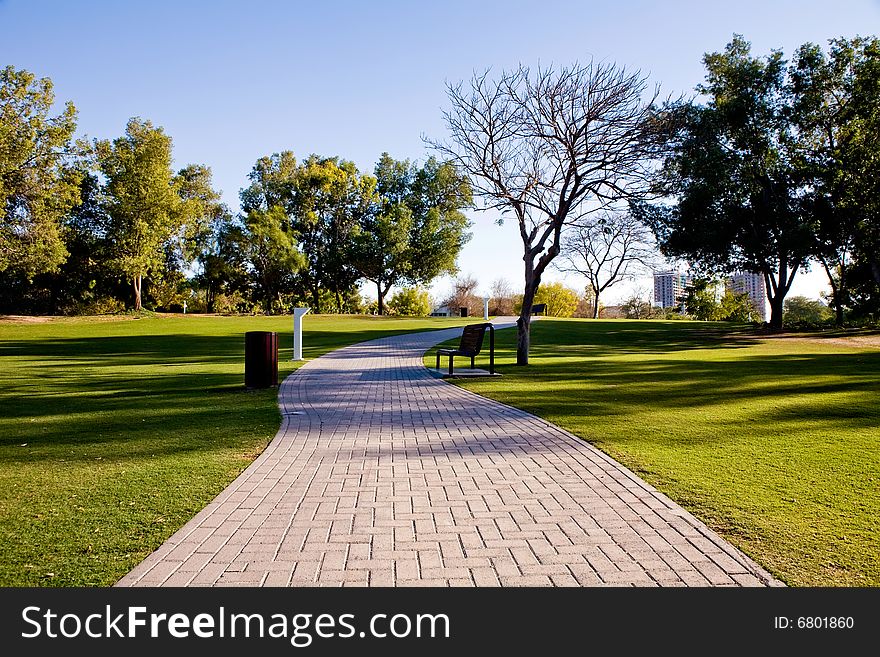 View of beautiful park in Dubai, UAE