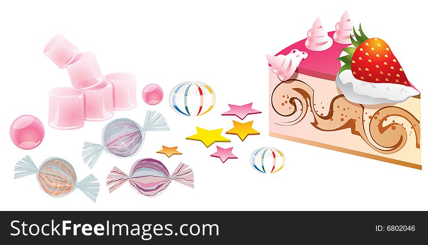 Cake and candies illustration