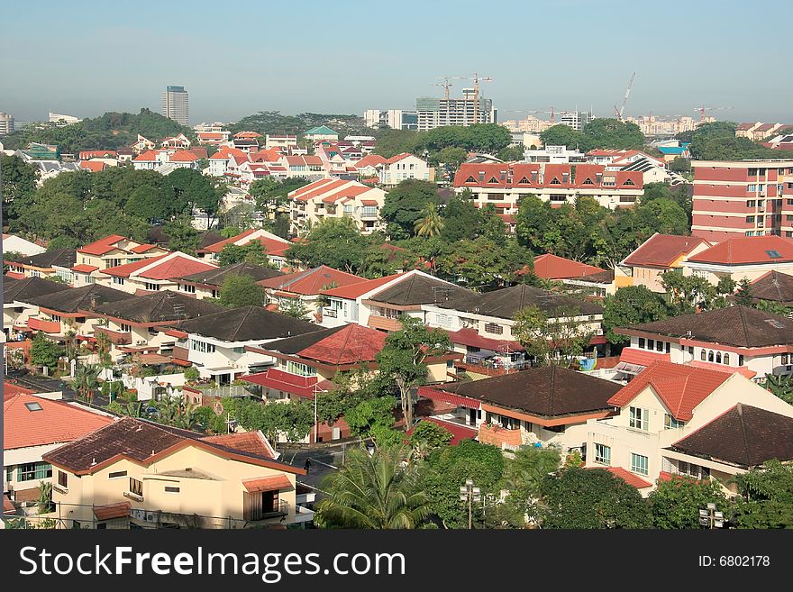 Asia.Singapore.View on the Bukhitima village.March