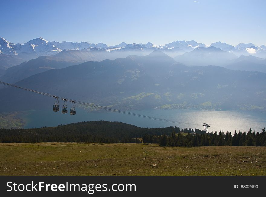 Alpine surrounding. View from Niederhorn on Thunersee, Switzeland