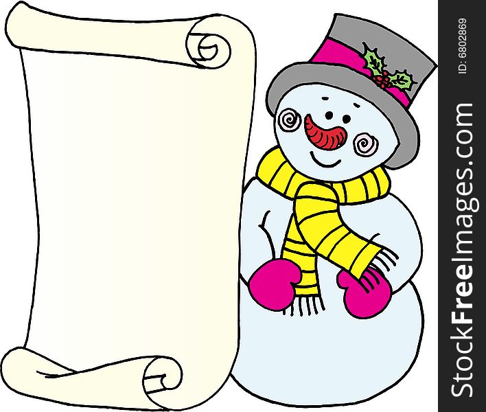 Snowman - message letter for Santa Claus. christmas theme. image