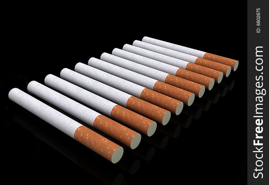 Cigarettes with filters isolated on black background. Cigarettes with filters isolated on black background