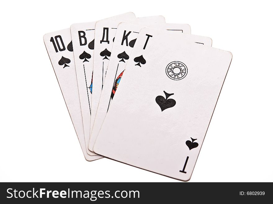 Pocker street five cards combo isolated