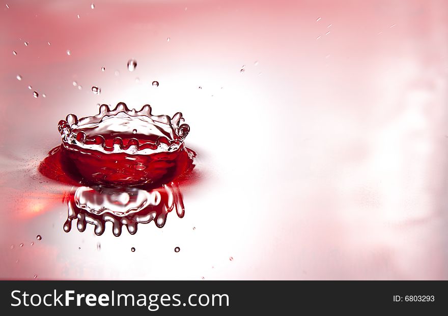 Beauty red liquid crown splash