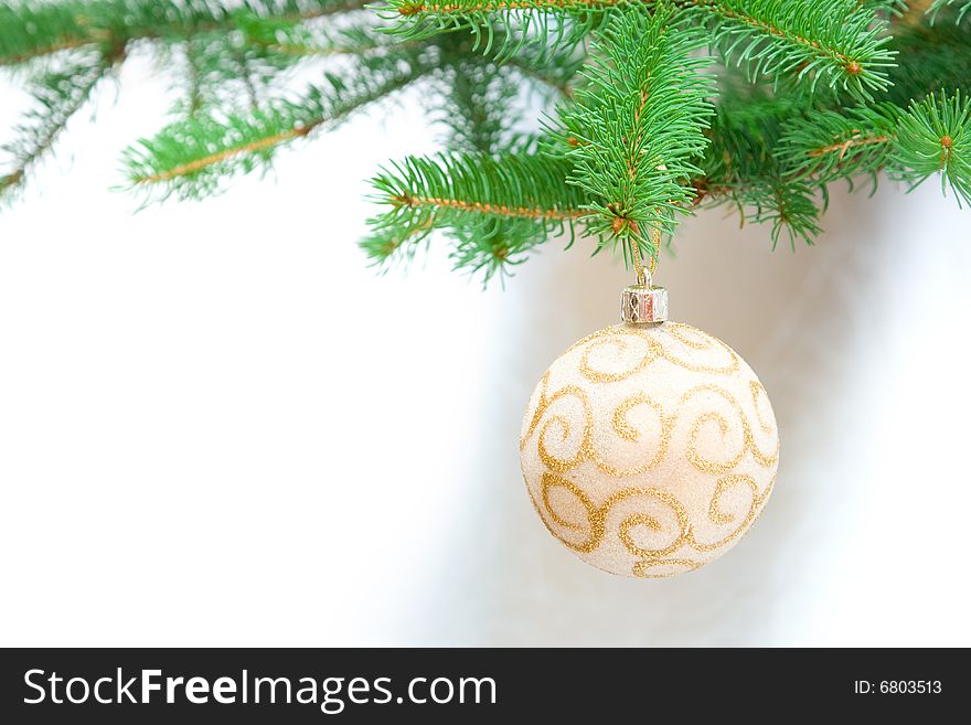 Christmas decoration on tree, and new year's decoration too