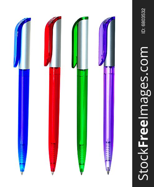 Multi-coloured handles on a white background. Multi-coloured handles on a white background