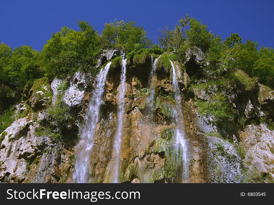 Big waterfall in Plitvice, Croatia