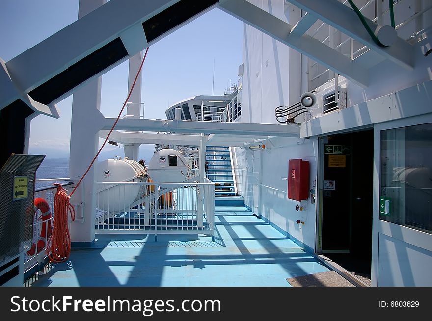 Detailed view of the main deck on the ferry. Detailed view of the main deck on the ferry