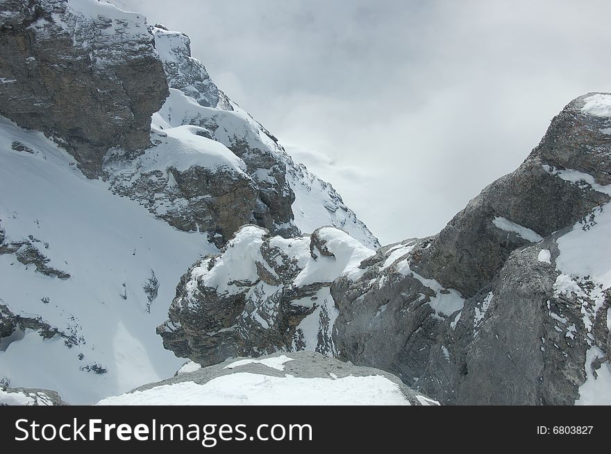 Glorious Alpine peaks covered with snow. Glorious Alpine peaks covered with snow