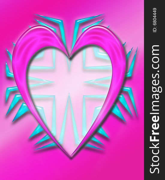 Digital funky pink and green heart design with room for text. Digital funky pink and green heart design with room for text