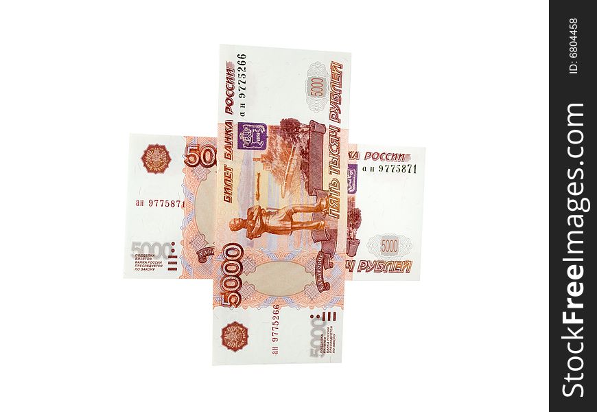 Russian  big money isolated on white