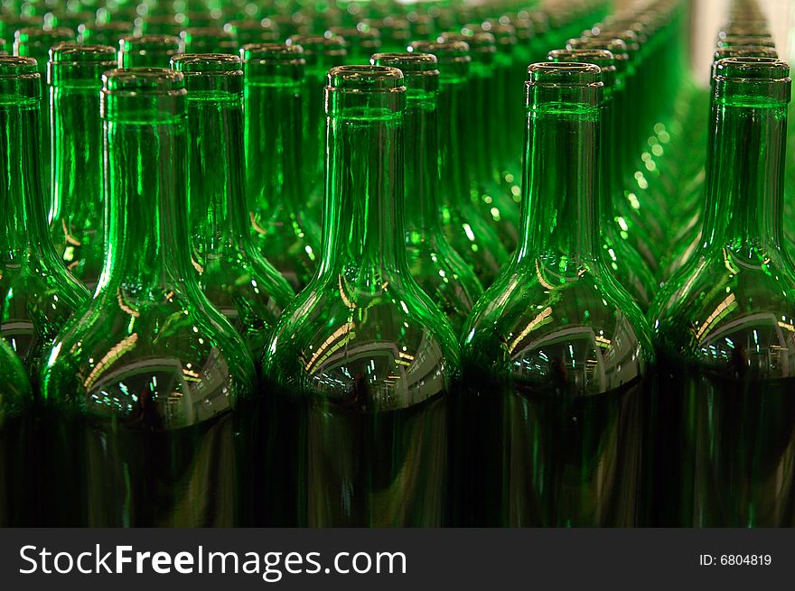 Wine bottles ready to be filled