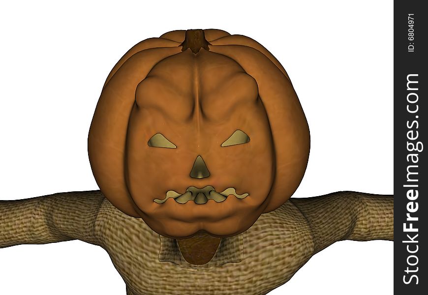 In celebration of Halloween, this is an animated image of a scarecrow with a pumpkin as its head with a white backdrop. In celebration of Halloween, this is an animated image of a scarecrow with a pumpkin as its head with a white backdrop.