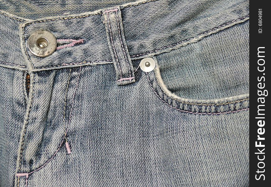 Jeans Front Pocket And Zipper Closeup