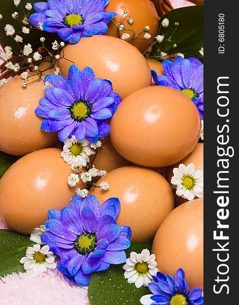 Easter egg with blue flowers. Easter egg with blue flowers